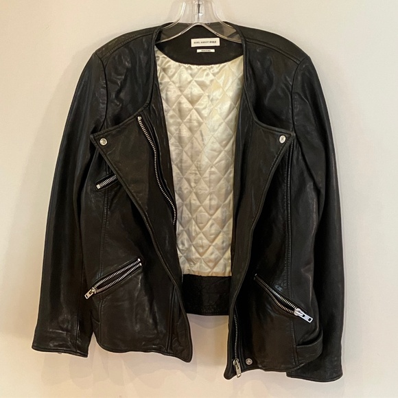Isabel Marant Bradi SOFT Lambskin Black Leather Jacket 44 10 12 Punk Elegance - Picture 3 of 9